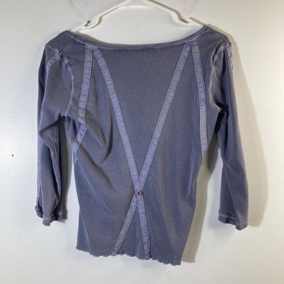 Womens French Connection Corset Style Top Blue Gray L snug - Picture 2 of 6